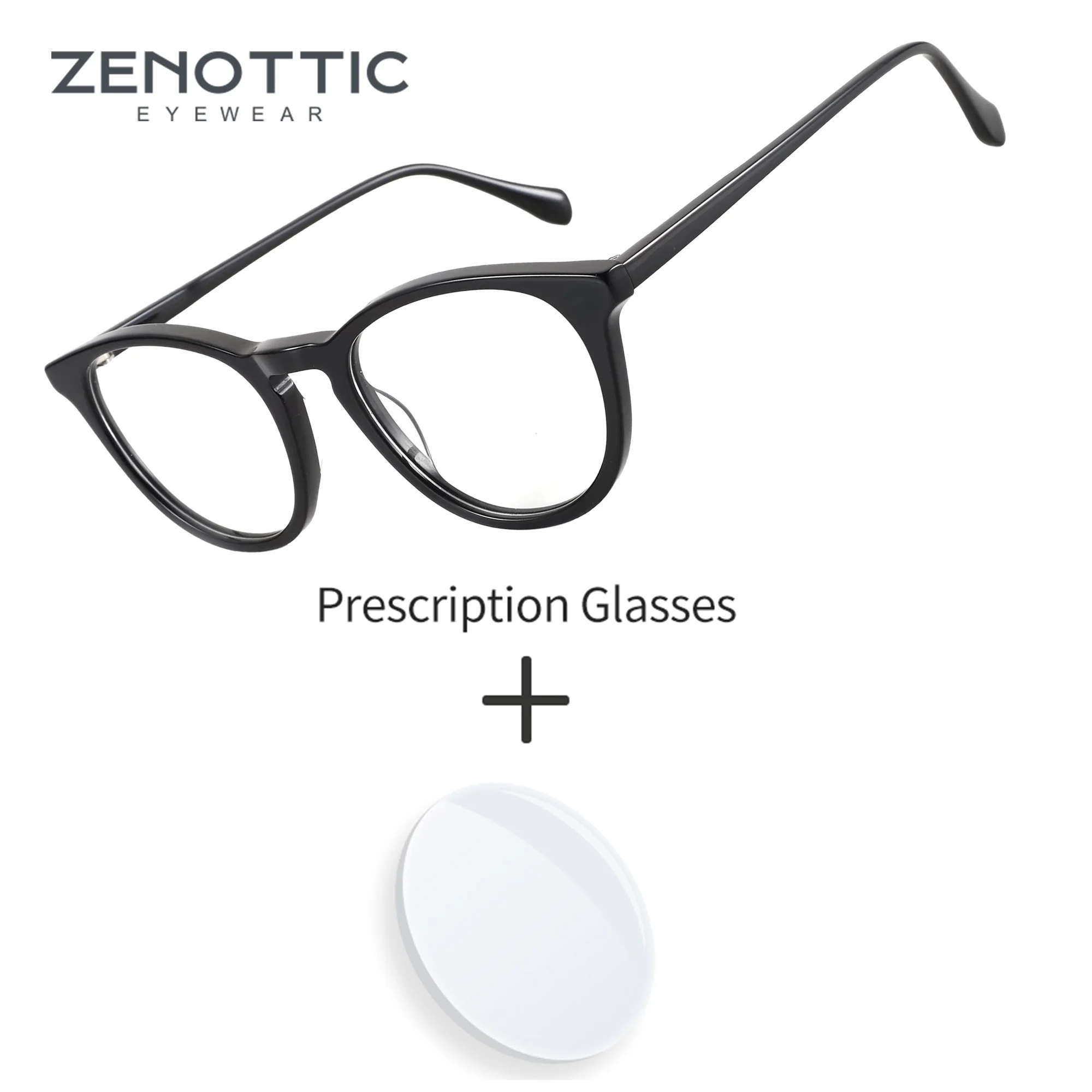 zenottic-小型ラウンド女性用アセテート処方眼鏡プログレッシブブルーライトフィルターカジュアル近視メガネ