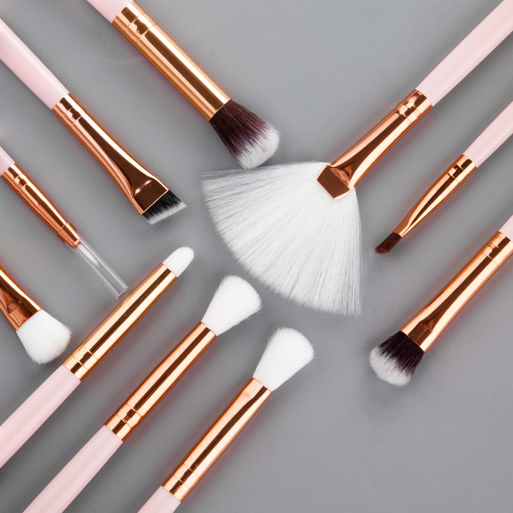 10-teiliges Make-up-Pinsel-Set, rosa, schwarz, Lidschatten, Lippenpinsel, Puder, Rouge, Mascara-Pinsel, Make-up-Pinsel