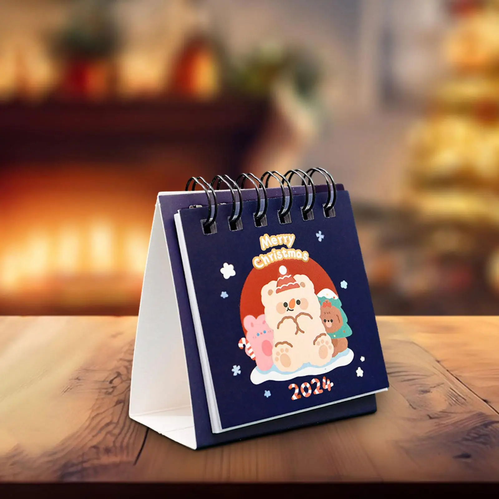 Twin Wire Binding Calendar 12 Month Mini Portable 2024 Standing Desk Calendar for Planning Organizing Desktop Office Home Decor