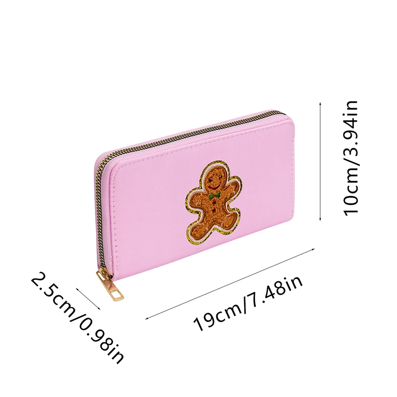 Women's Embroidered Zero Wallet Document Bag Passport Clip Zipper Handheld Bag Portable Small Bag Money Clip