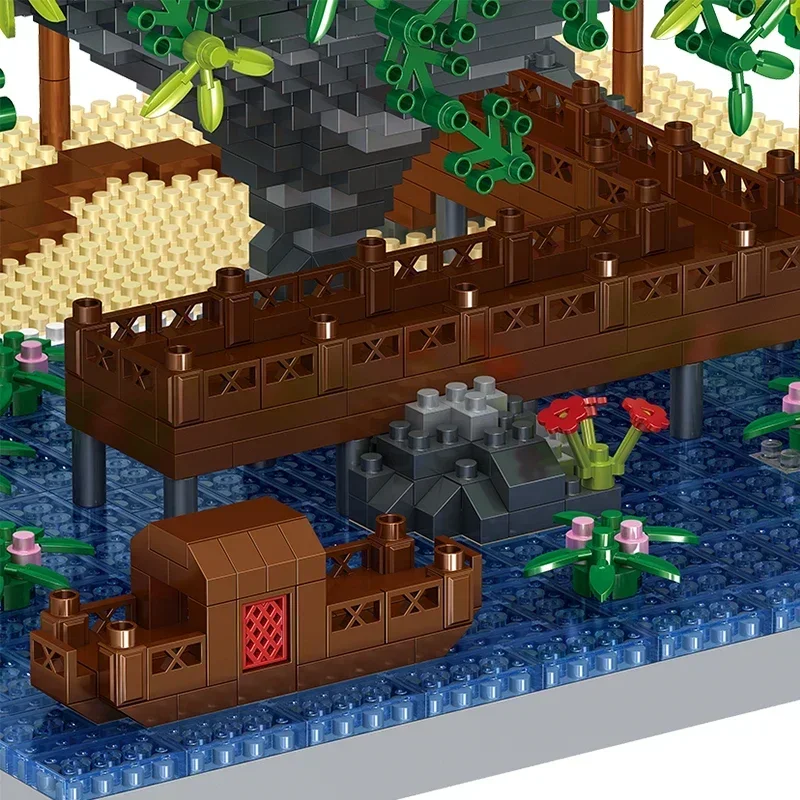 Tree House Mini Block Particle Peach Blossom Pool Traditional With Light Chinese Architecture Building Blocks view 5