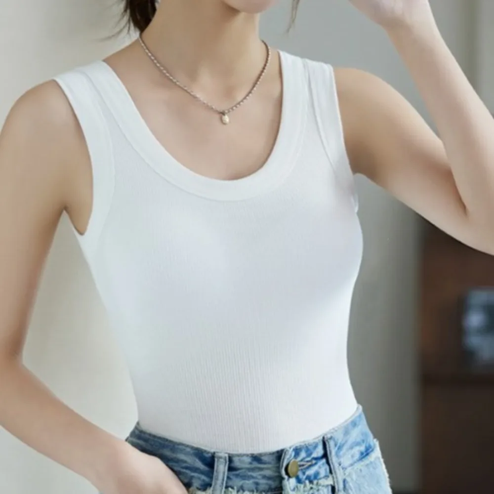 

With Chest Cushion Large Camisole Women Large Size Slim Fit Crop Tops Streetwear Sleeveless Girls Elastic Corset Spring Summer