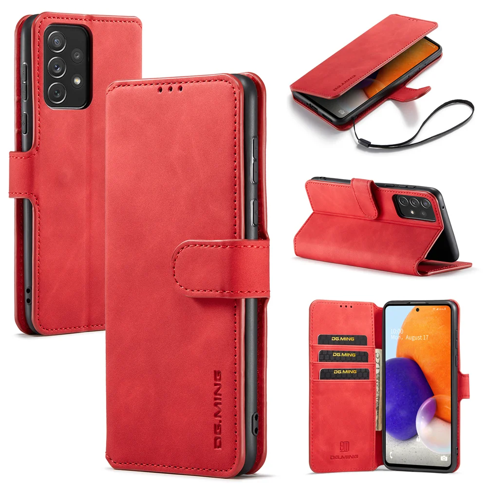 

DG.MING Oil Edge Retro Leather Flip Case for Galaxy A12 A13 A10 A21 A22 A31 A32 A33 A40 A42 A50 A51 A52 A53 A70 A71 A72 A73 A21S