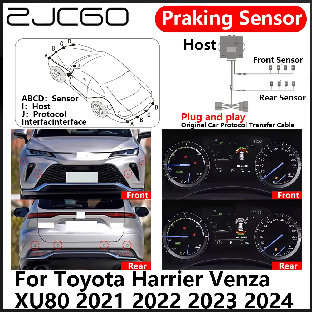 

ZJCGO OEM Front Rear Reverse Parking Sensor PDC Car Reversing AID System For Toyota Harrier Venza XU80 2021 2022 2023 2024