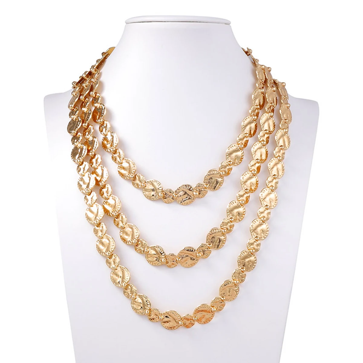 

ZAA Vintage Geometric Round Coin Metal Links Chains Choker Necklaces for Women Punk Jewelry Personalized Neck Accessories