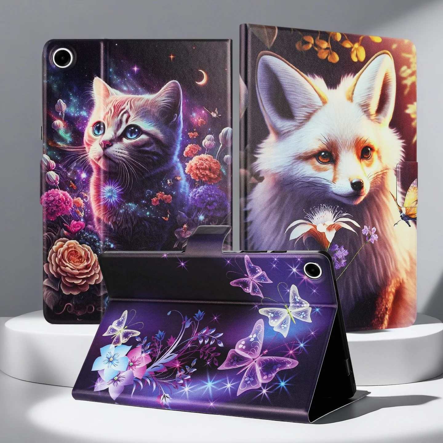 

Чехол для Samsung Galaxy Tab A9+ Plus, Samsung Tab A11 Plus, 11-дюймовые чехлы для планшетов с откидной подставкой и рисунком лисы и кошки с магнитной застежкой