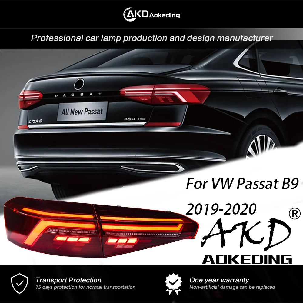 

Задняя фара AKD для VW Passat B9, задняя фара 2019-2020, новинка Passat B8.5 версия для США, задняя фонарь DRL, динамический сигнал, автомобильные аксессуары