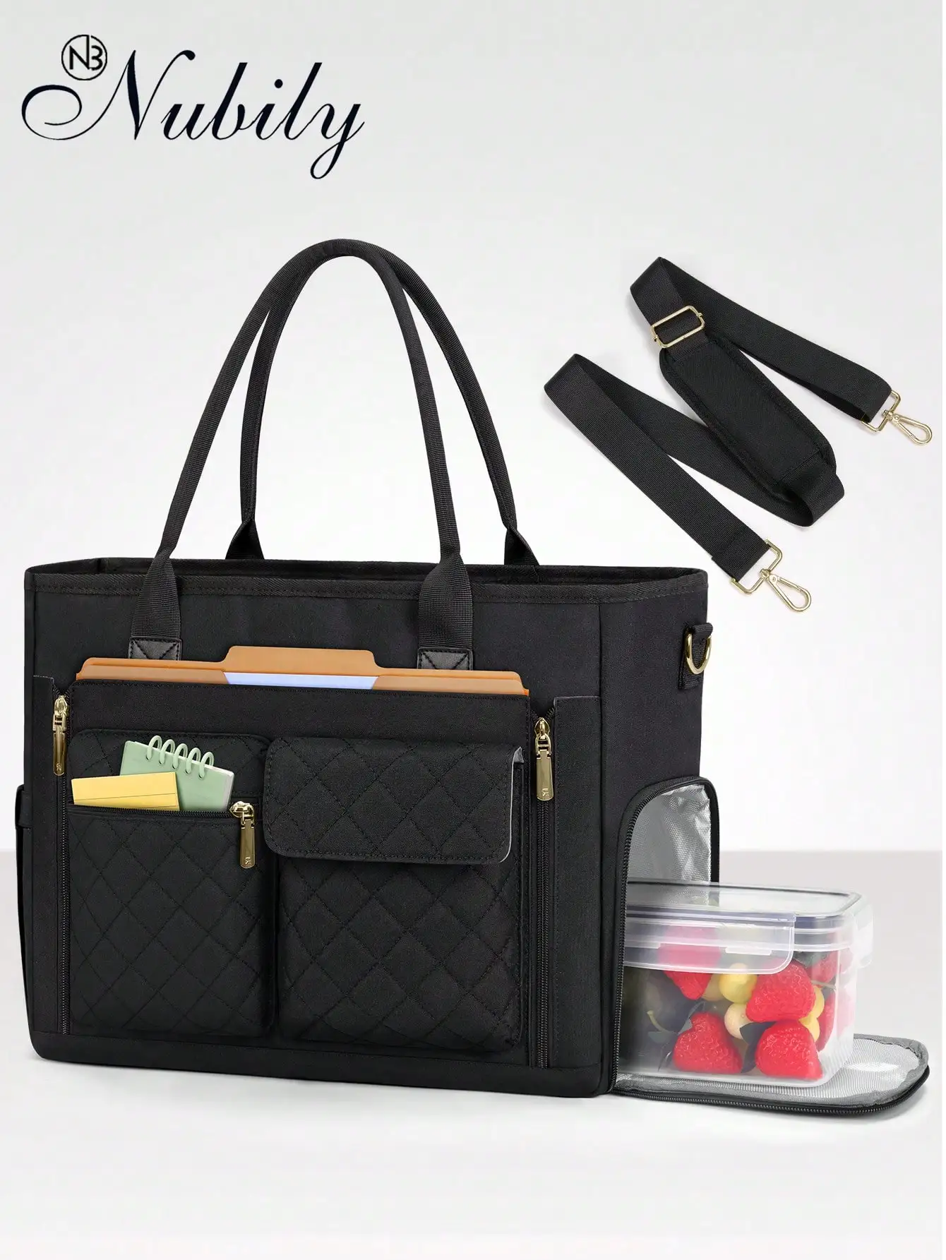 Teacher Tote Bag For Women, Multi‑Pocket Work Organizer Bag With Insulated Lunch Compartment & 15.6 Inch Laptop Sleeve, Lightweight Nurse Shoulder Handbag, Spacious Commute Carryall, Practical Daily Bag For Office, School,, Ideal Birthday Holiday Gift
