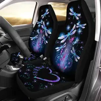 2pcs Blue Dragonfly Print Car Seat Covers for Women and Man Universal Auto Front Seats Protector Fits for Car SUV Sedan Truck