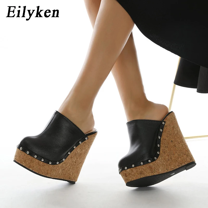 Eilyken Brand GLADIATOR Rivet Platform Wedges Woman Slippers Fashion High Heels Sandals Summer Pumps Shoes