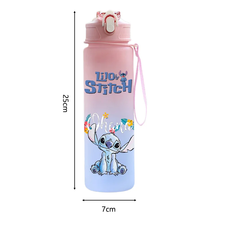 Botella de agua Disney Lilo Stitch de 750Ml, taza de plástico de alta calidad para beber, jarra de agua portátil a prueba de fugas para deportes al aire libre, regalo para adolescentes