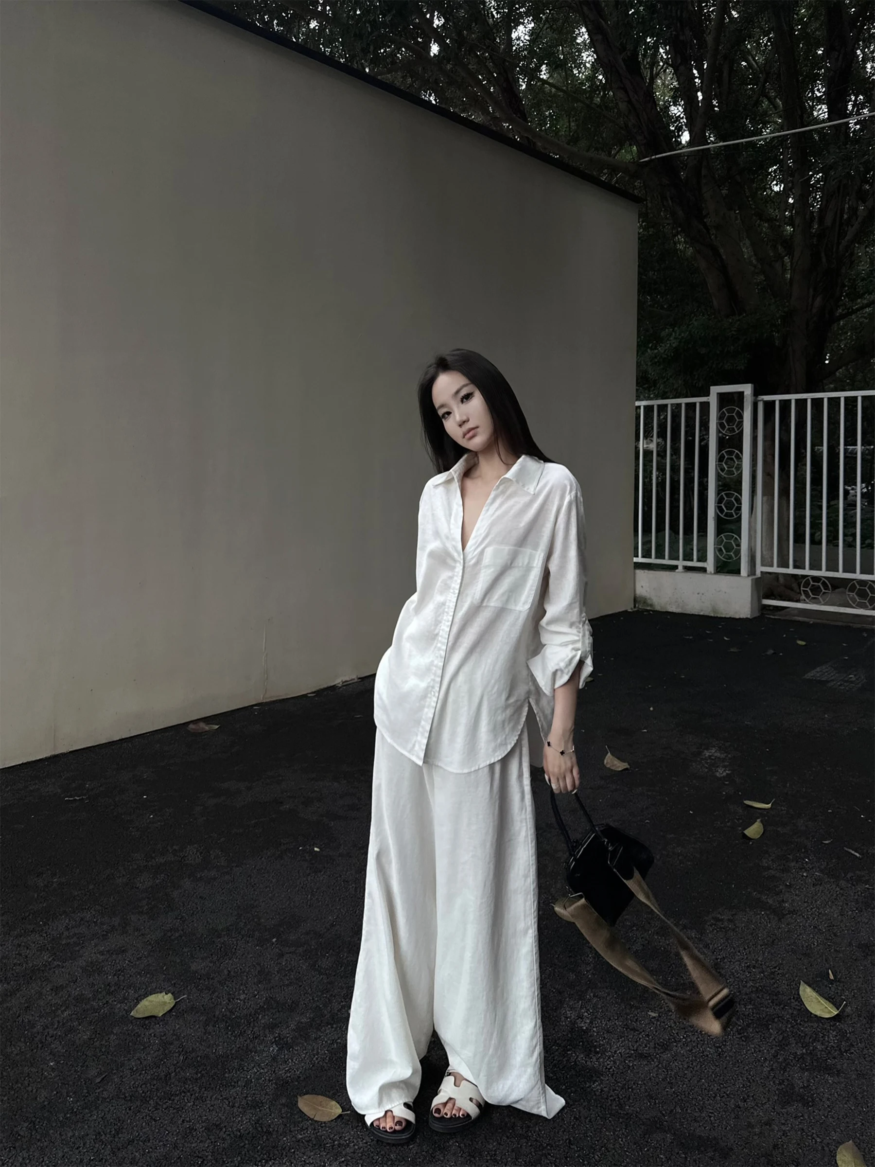 

Женская летняя/весенняя рубашка свободного кроя с длинным рукавом, повседневный стиль, из хлопка и льна, на пуговицах, с классическим воротником, топ 5werkwen