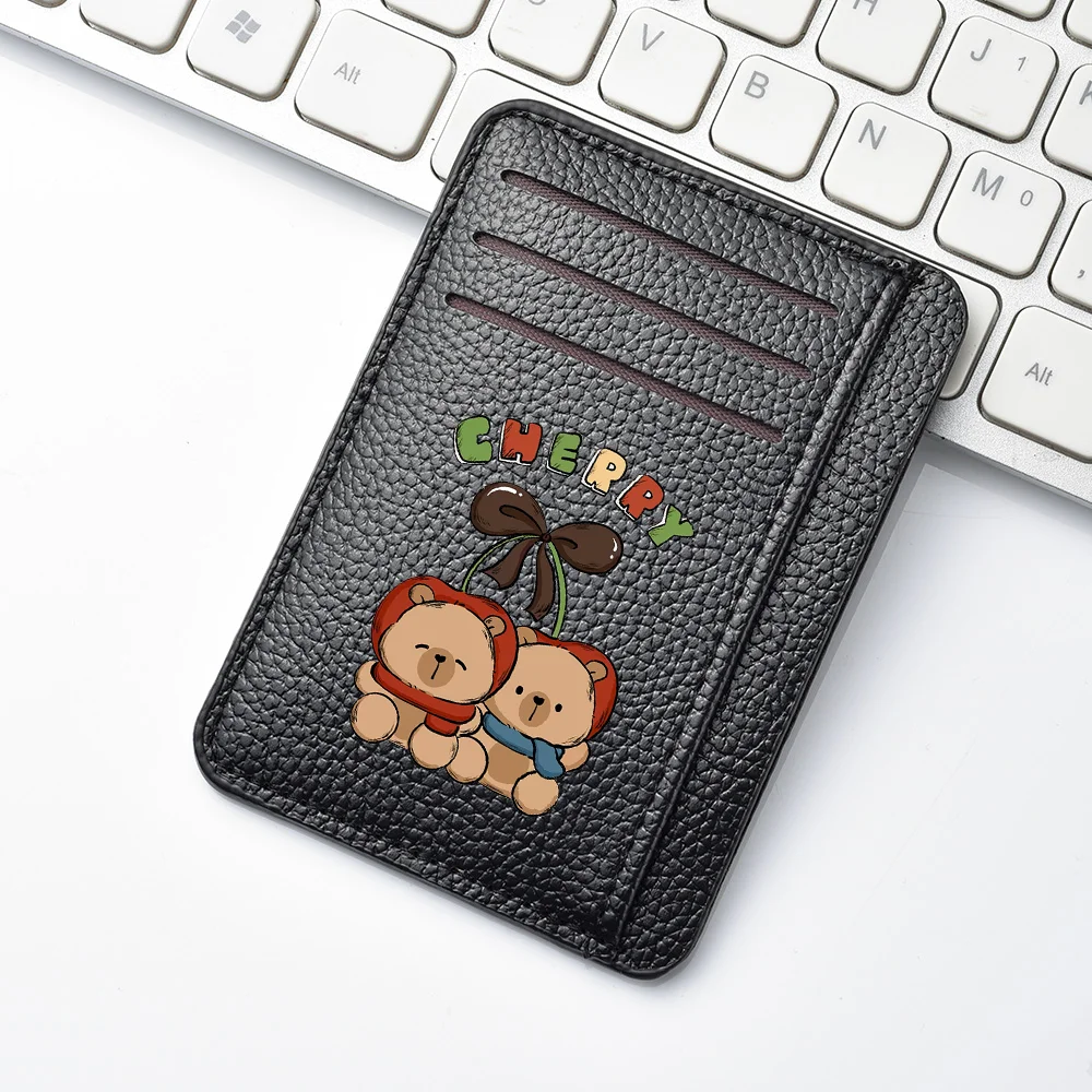 Women's Credit Card Holder with Multiple Card Slots, Ultra-Thin, Adorable Cartoon Design, Soft Grained Leather Card Holder