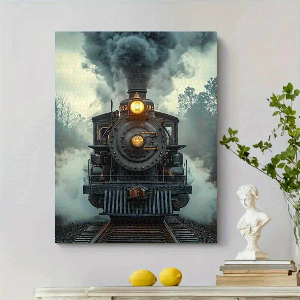 1000 قطعة لغز قاطرة البخار الفريد خمر 813 رأس القطار متوهجة المصباح غامض الدخان السكك الحديدية المشهد غامرة Artis #5