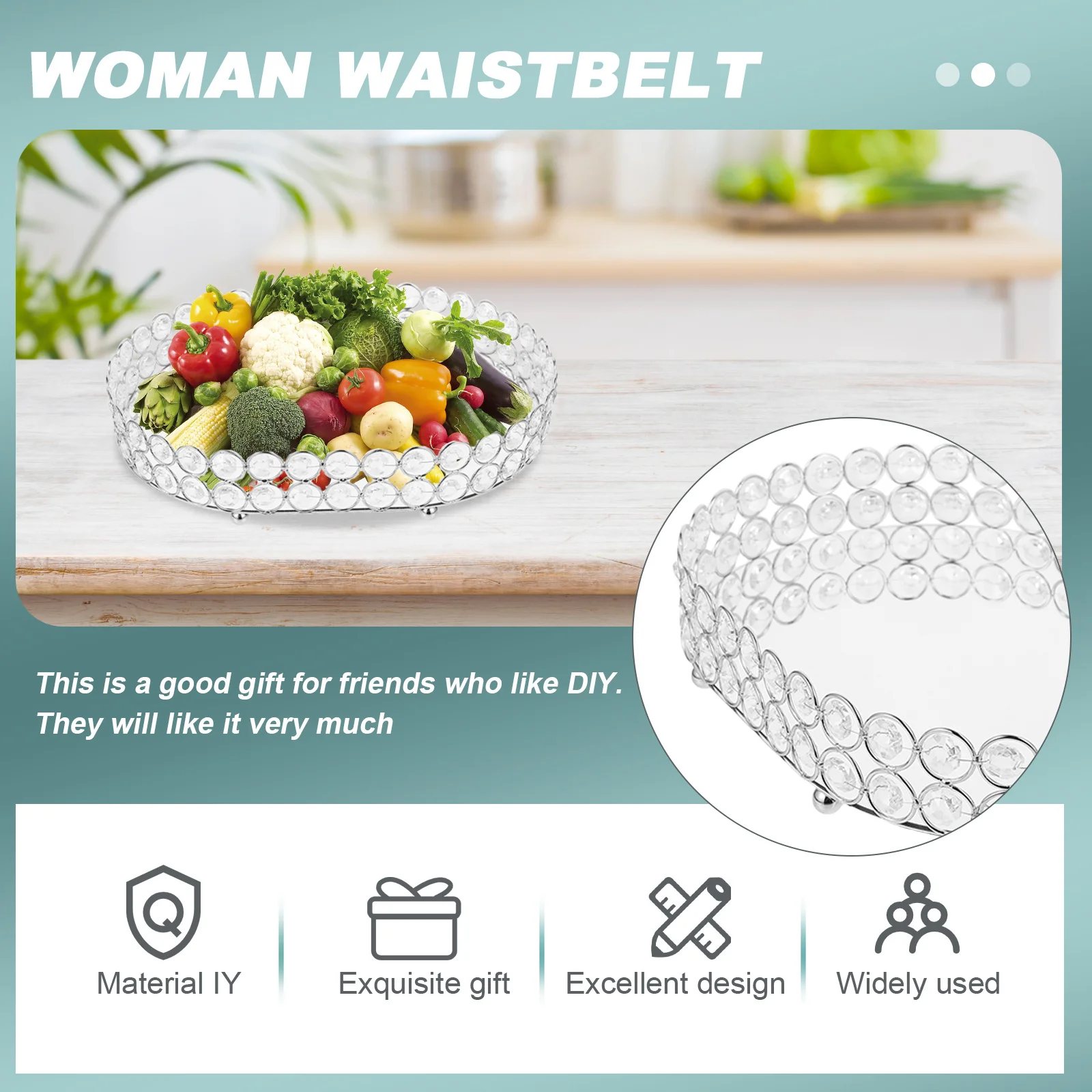 

1Pcs Jewelry Display Tray Elegant Crystal Storage Organizer for Desktop Decorative Jewelry Holder Multipurpose Cosmetics and