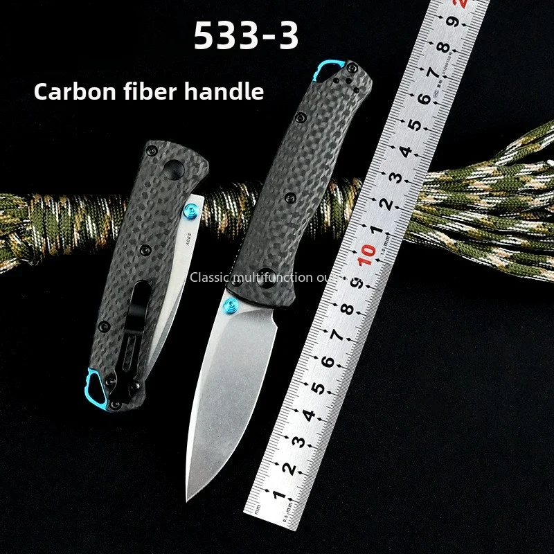 BM 533 535 Bugout Folding Knife Damascus Steel Blade Carbon Fiber Handles Kitchen Knife EDC Utility Knife Pocket Knife Tool