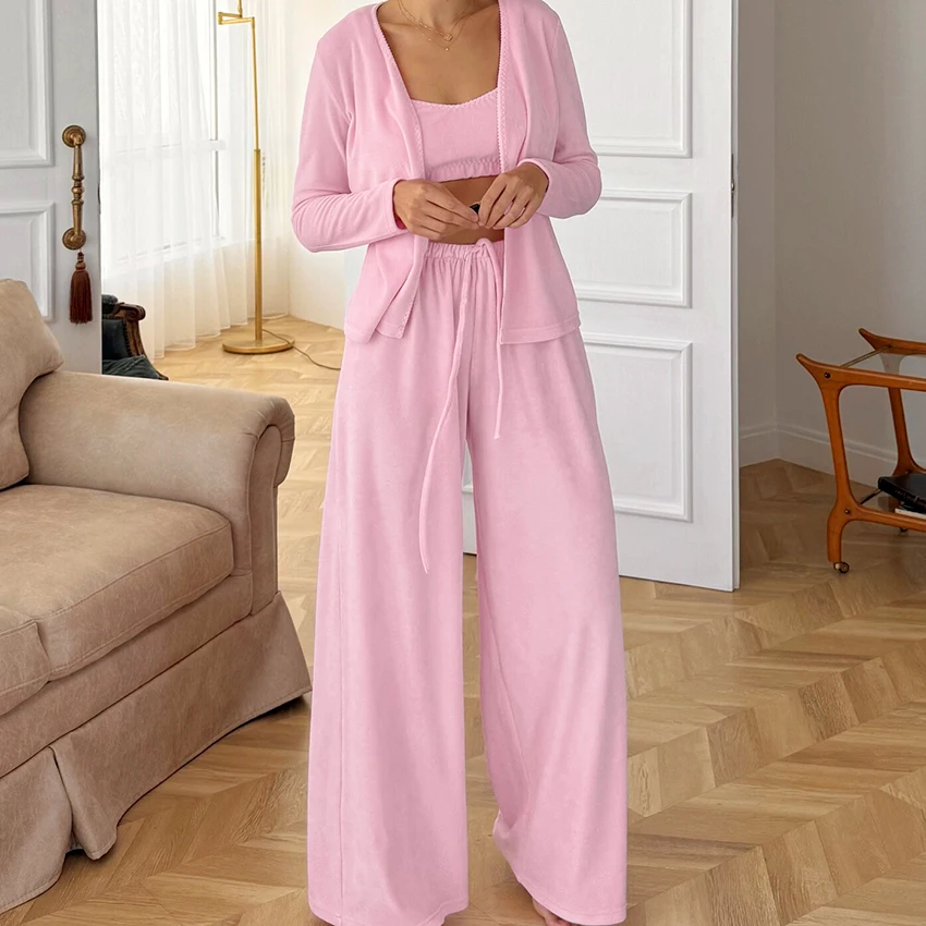 pijama-de-punto-casual-rosa-hiloc-para-mujer-de-tres-piezas-con-cardigan-de-manga-larga-top-corto-sin-mangas-con-tirantes-y-pantalones-con-cordon