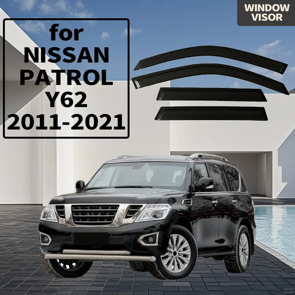 

Оконный козырек для NISSAN PATROL Y62 2011-2021, ветровые дефлекторы, защита от дождя, дверной козырек, вентиляционные шторы, внешние детали вентилятора