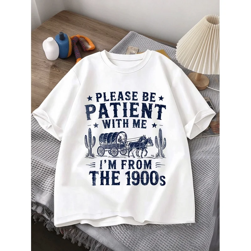 Men'S Fashion Printed T-Shirt Men'S Western Wagon Graphic Top Summer Casual Short-Sleeve T-Shirt Suitable for everyday wear