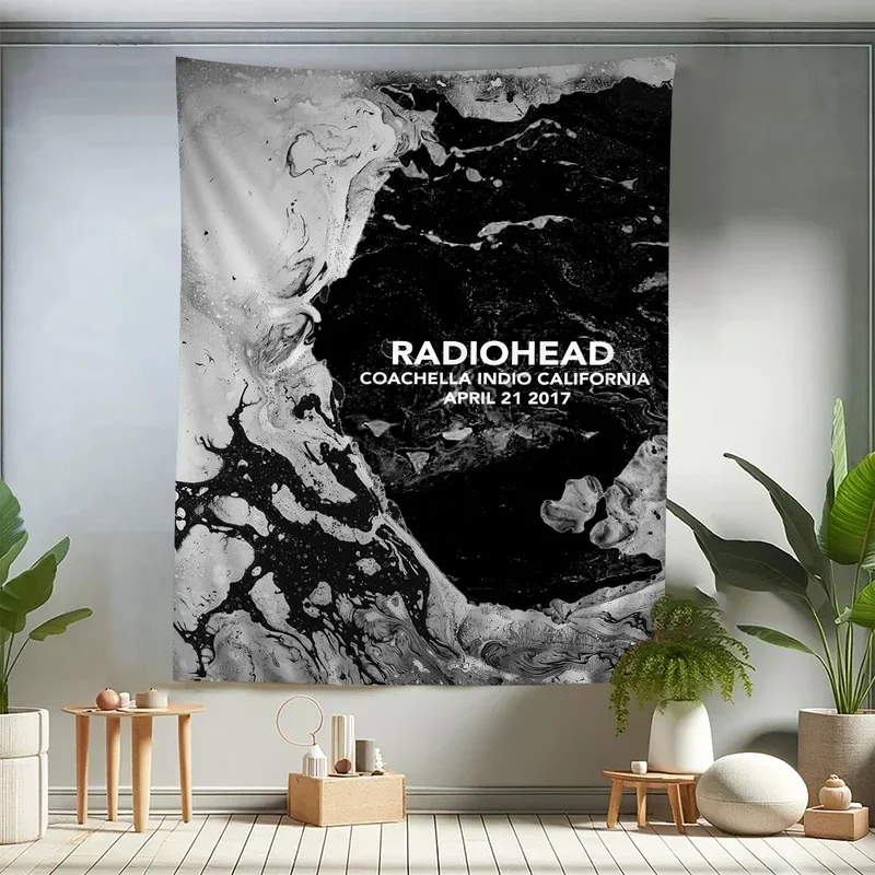 

Rock Band Radiohead music art cartoon tapestry for living room home dorm decor INS home decor