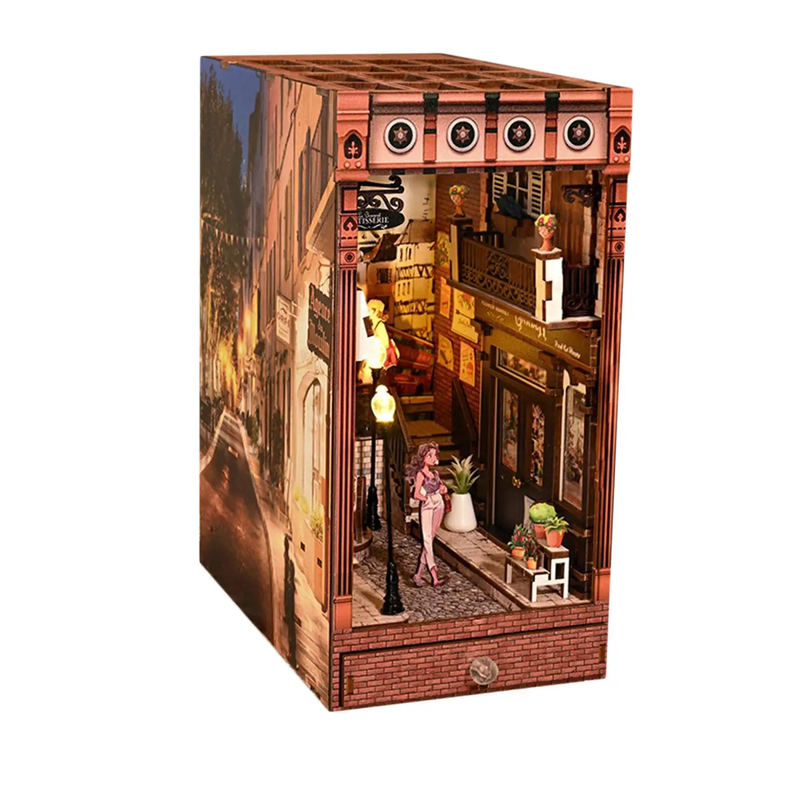 Kit fai da te, puzzle in legno 3D Kit supporto fermalibri per hobby Decorazione per inserto per libreria per