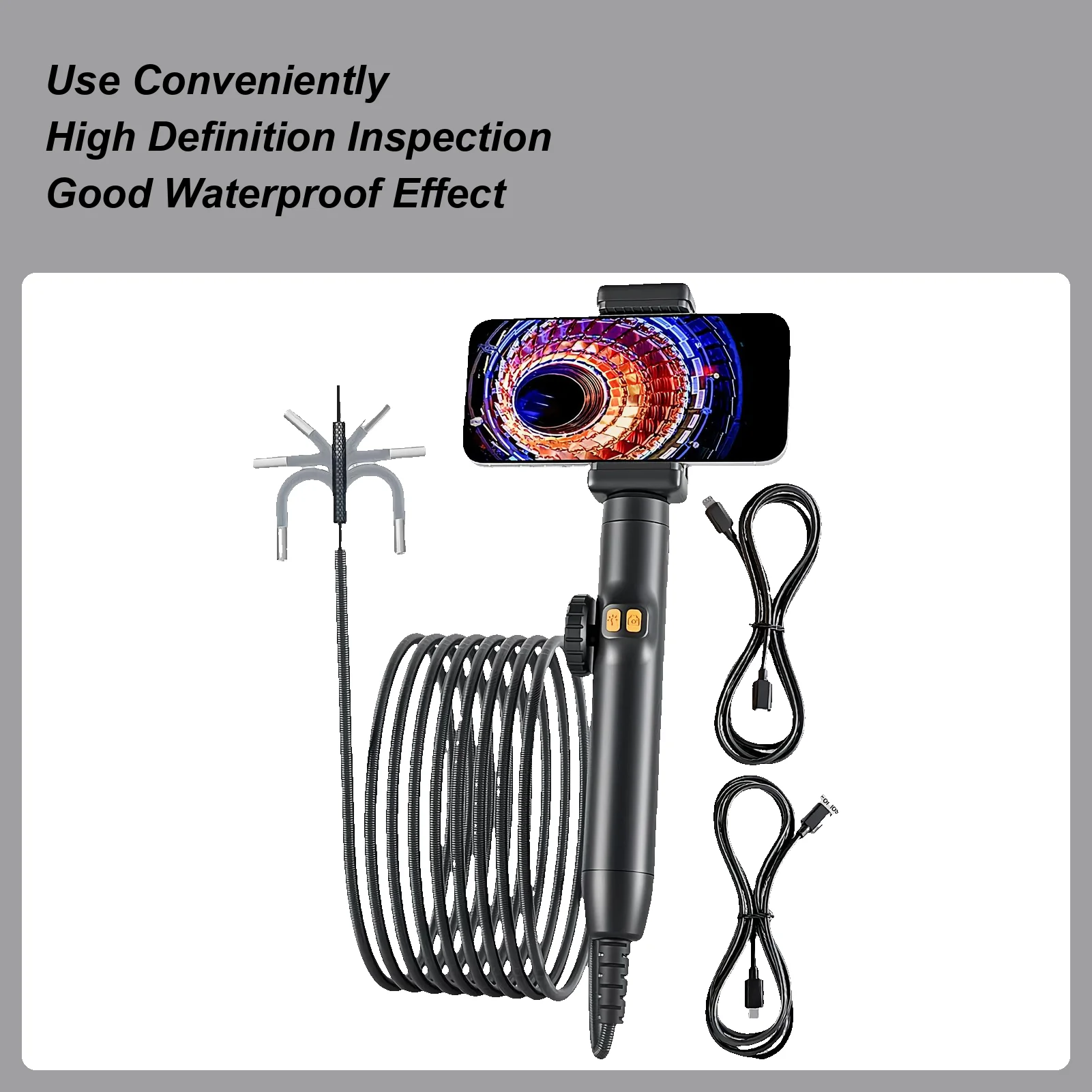 

Endoscope Camera With Light Industrial Borescope Flexible Snake Scope For Mechanics Electrical Equipment Duct Automotive Engine