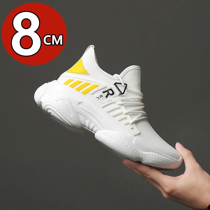 

Men's Elevator Sneakers 8CM Height Increase Insole Soft Comfortable Anti Slip Leisure Sports Shoes Booster Lifts Casual Shoes