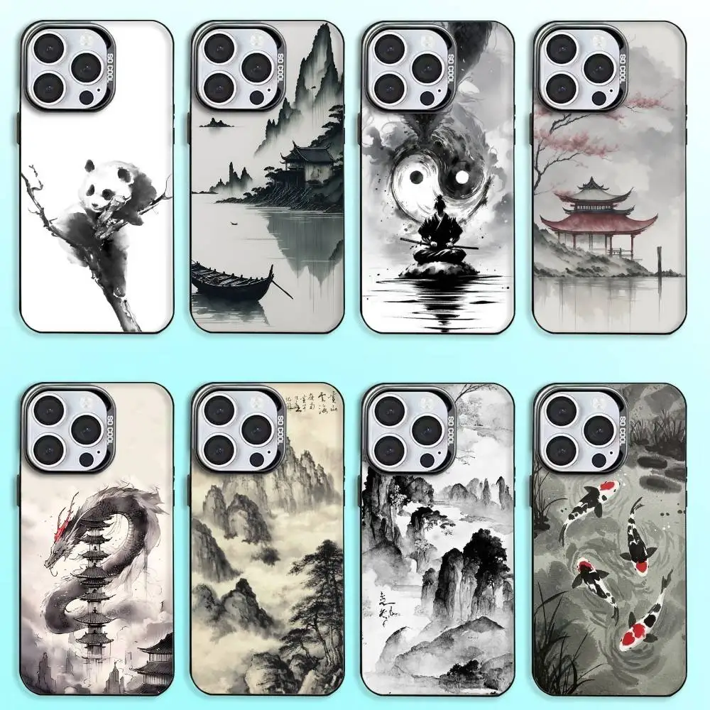 

Chinese Landscape Painting Phone Case For iPhone17,16,15,14,13,12,11 Plus,Pro Max Black Candy Matte Shockproof Cover