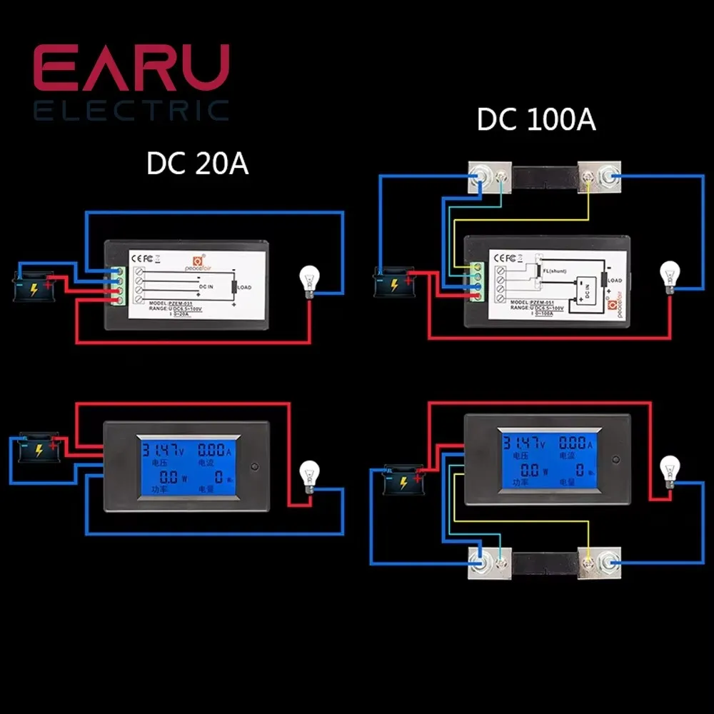 20A 100A AC 80-260V DC6.5-100V Mutilfunctional LCD Display digitale voltmetro amperometro wattmetro misuratore di energia misuratore di potenza