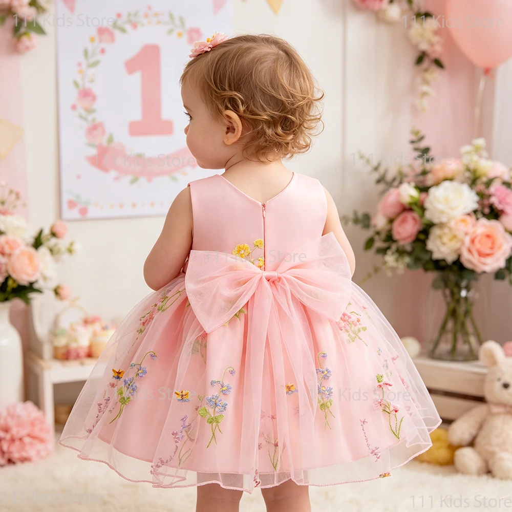 Baby Girl Clothes for 1st Birthday Party Dresses Children Sleeveless Mesh Princess Dress Toddler Kids Summer Wedding Dress 3-24M