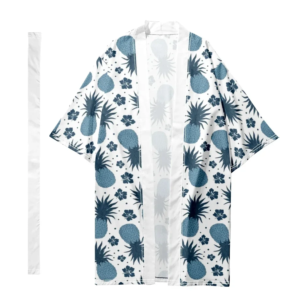 Summer Pineapple Kimono Men Women Hawaiian Shirt Beach Tops Loose Yukata Bathrobes Stylish Fashion Kimonos Trendy Clothes Chic