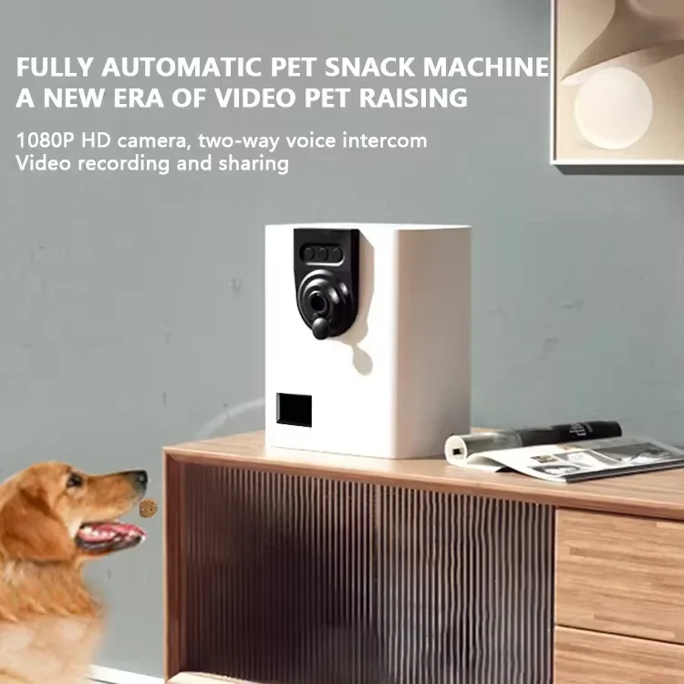 

-wholesale white cat and dog smart snack machine remote voice camera smart pet feeder