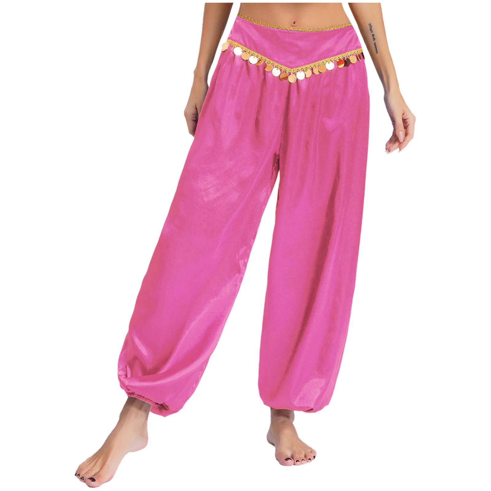 المرأة العربية فضفاضة الحريم السراويل الفضفاضة هالوين تأثيري العربية الشرقية الهندية أداء الرقص زي الرقص الشرقي السراويل