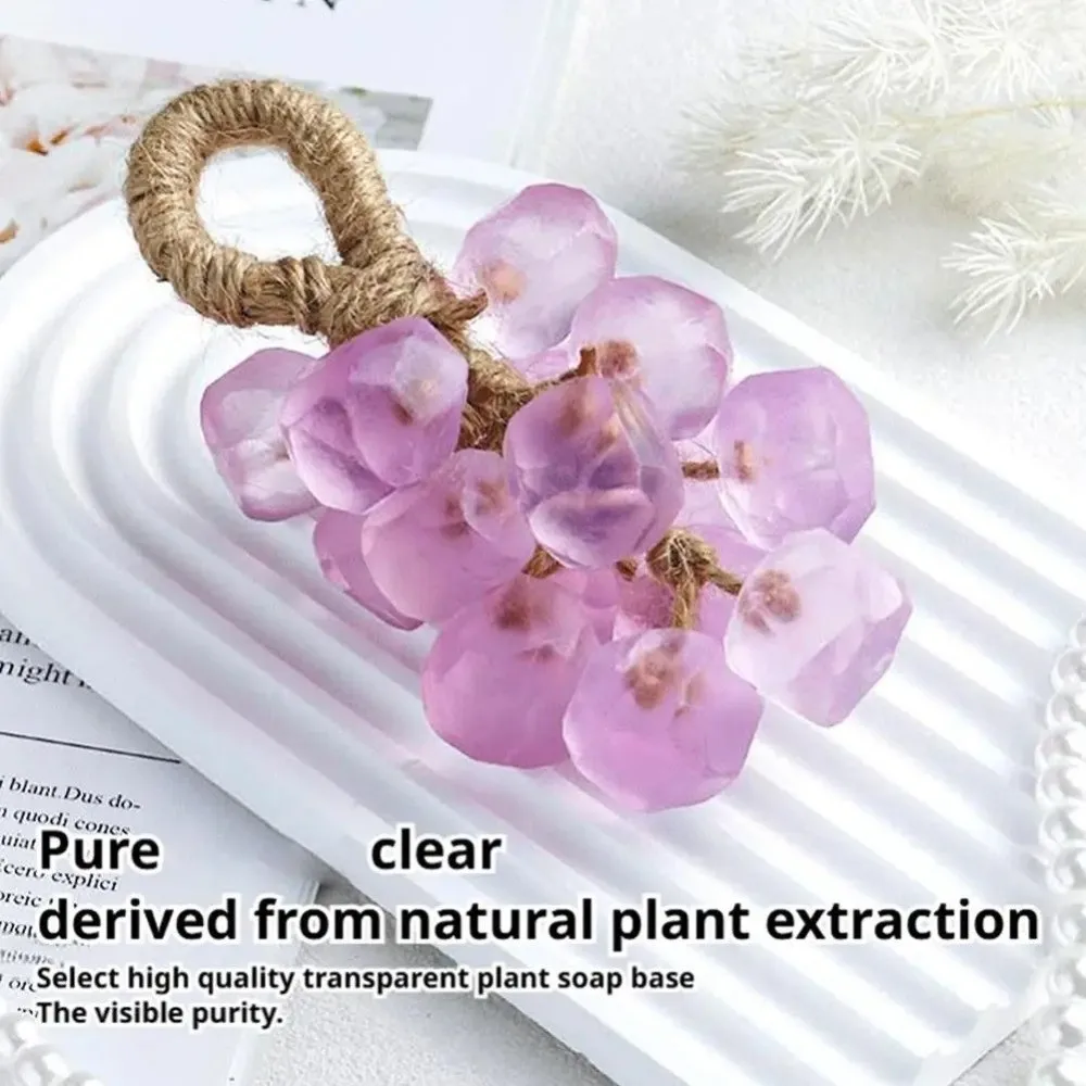 

New Handmade Grape Soap on a Rope DIY Clear Grape Cluster Bar Crystal Whole Bunch Grape Soap