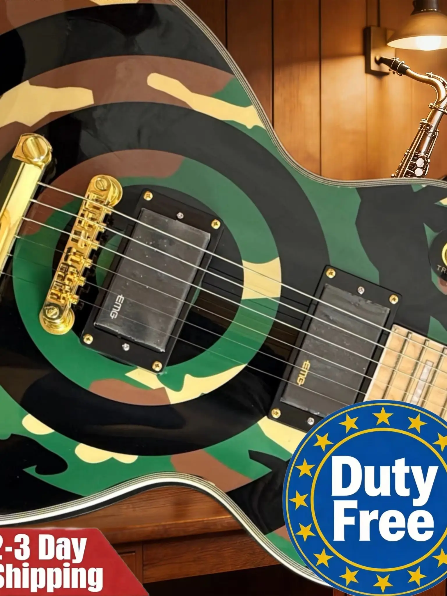 Deutsches Lager HH Pickups Grüne Gitarre mit Fester Brücke Mahagoni-Decke Geburtstagsgeschenk Satter Klang