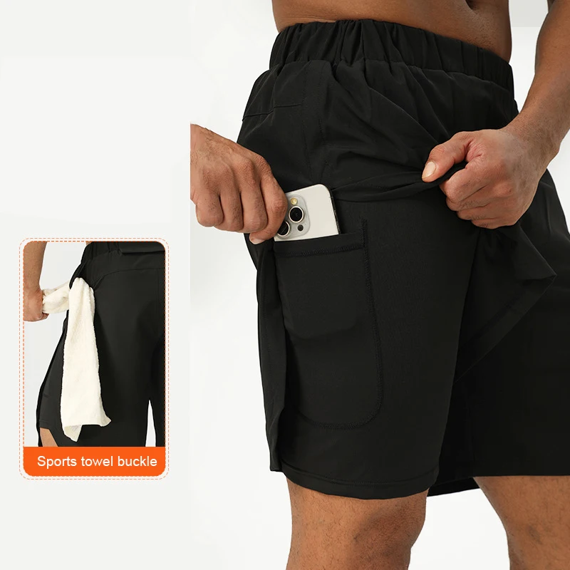 

Fitness Men Gyms Shorts Workout Male Breathable 2 In 1 Double-deck Quick Dry Sportswear Jogger Beach Shorts Men