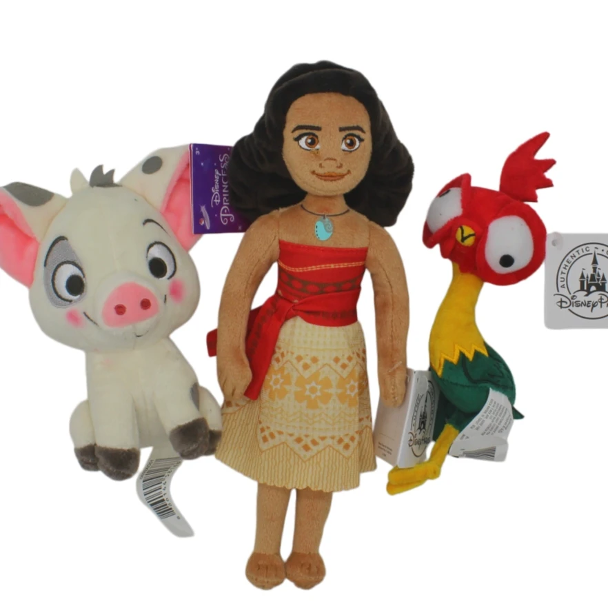 

Набор из 3 плюшевых игрушек: Принцесса Моана, свинка и петух из мультфильма Дисней. Высококачественные плюшевые куклы для декора комнаты, подарки на день рождения и Рождество для детей.