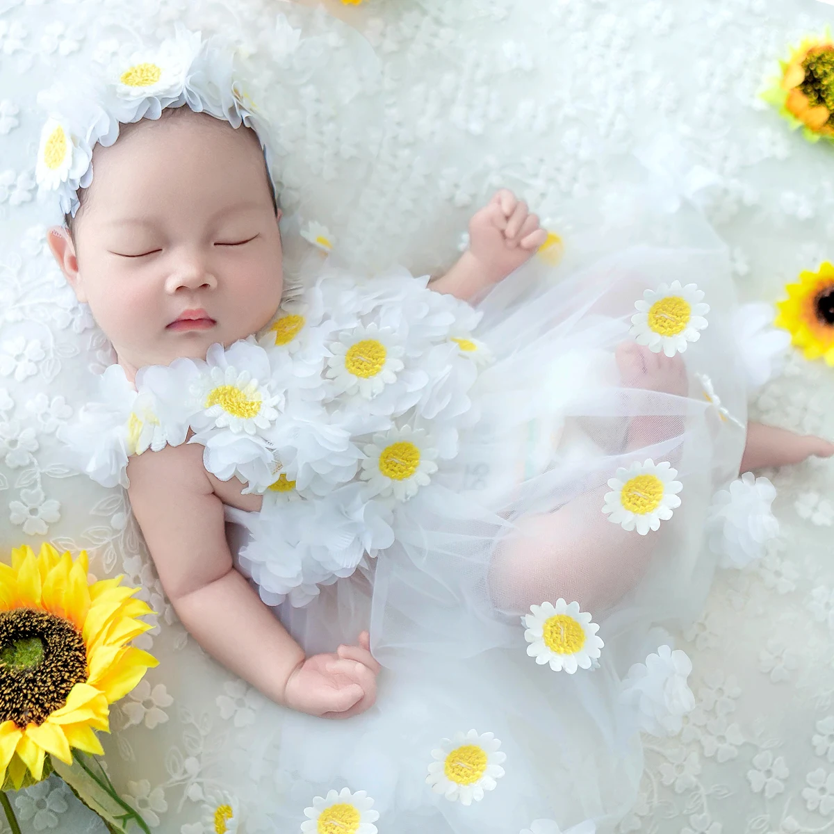 

Комплект для фотосессии новорожденных девочек Ylsteed: платье с бантом и подсолнухом, повязка на голову, реквизит для фотосъемки младенцев, идеи для фото - HD