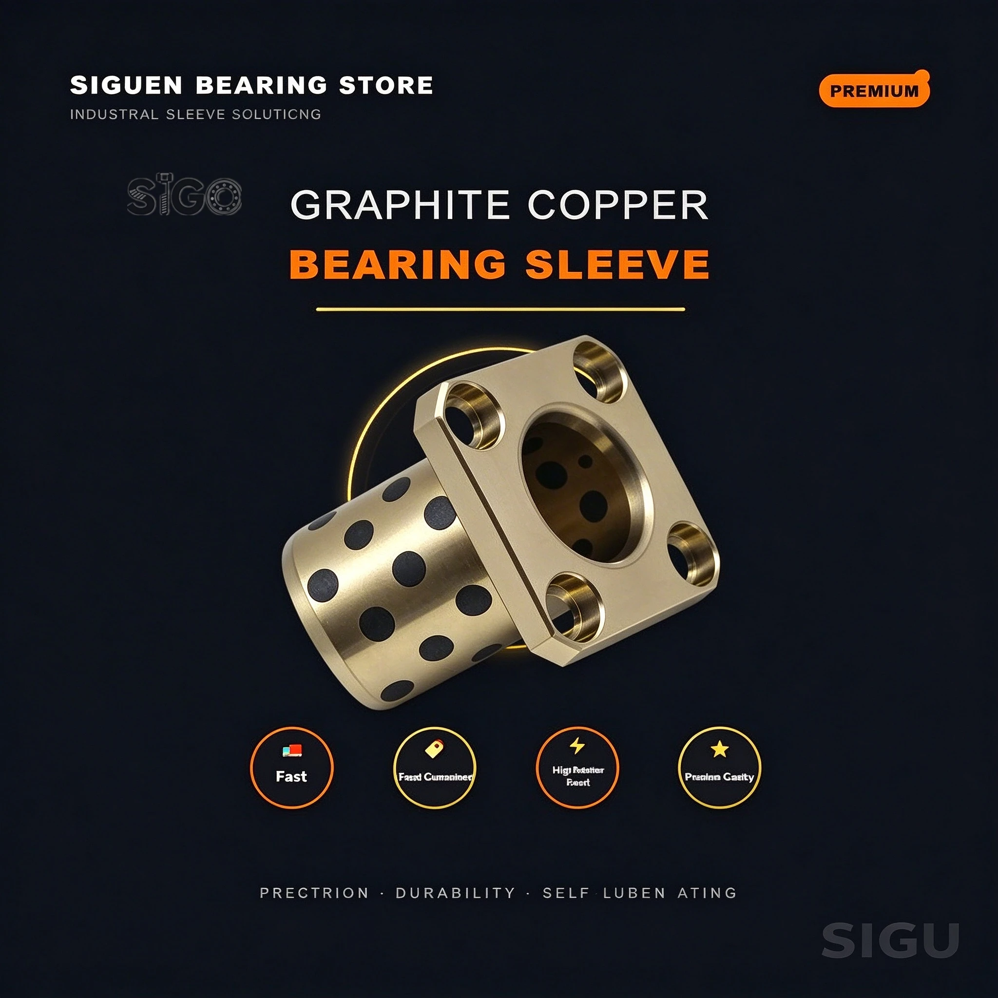 Square Flange Graphite Copper Bushing MPTSZ 30-70 35-40 35-50 35-60 35-70 35-80 40-30 40-40 40-45 40-50 40-60 40-70 40-80