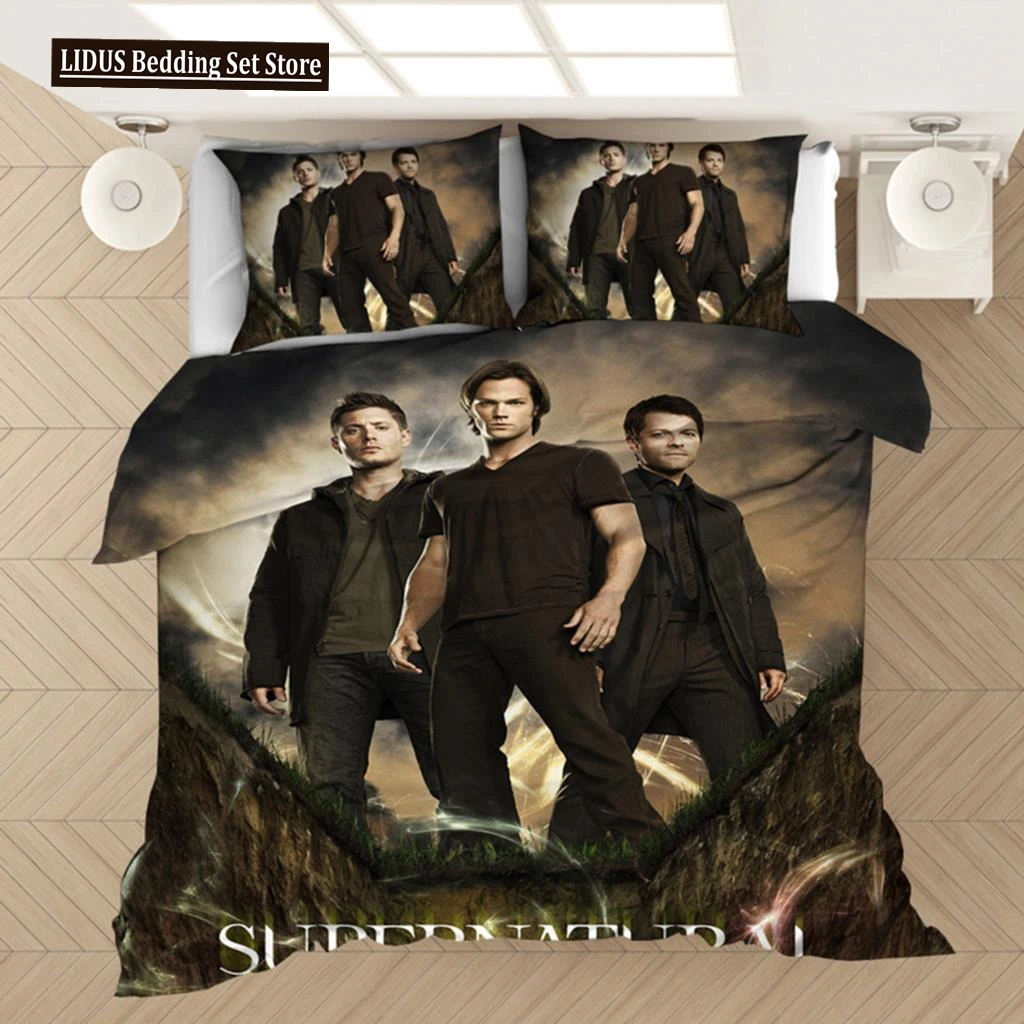 Supernatural Bedding Set Duvet Covers Supernatural TV Series Sam Dean Comforter Bedding Sets Bedclothes Bed Linen(NO Sheet)