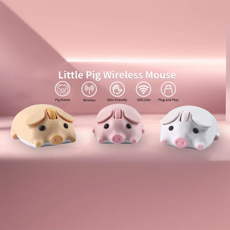 

2.4G+ Bluetooth Dual-mode Cute Piggy Design Shape Mouse Optical Ergonomic Silent Mice Laptop Desktop PC Universal For Kid Gifts