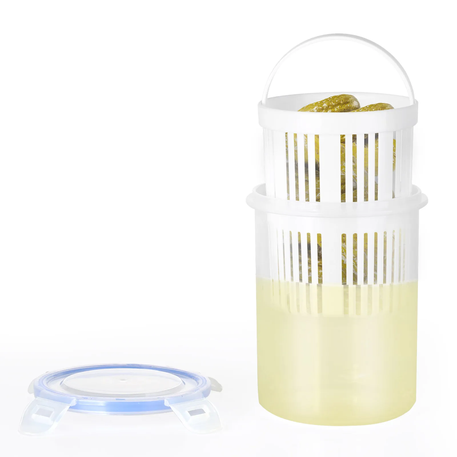 Pickle Jar with Strainer Pickle Holder Keeper Lifter Multifunctional Storage Container with Leakproof Lid 4.3x5.3in
