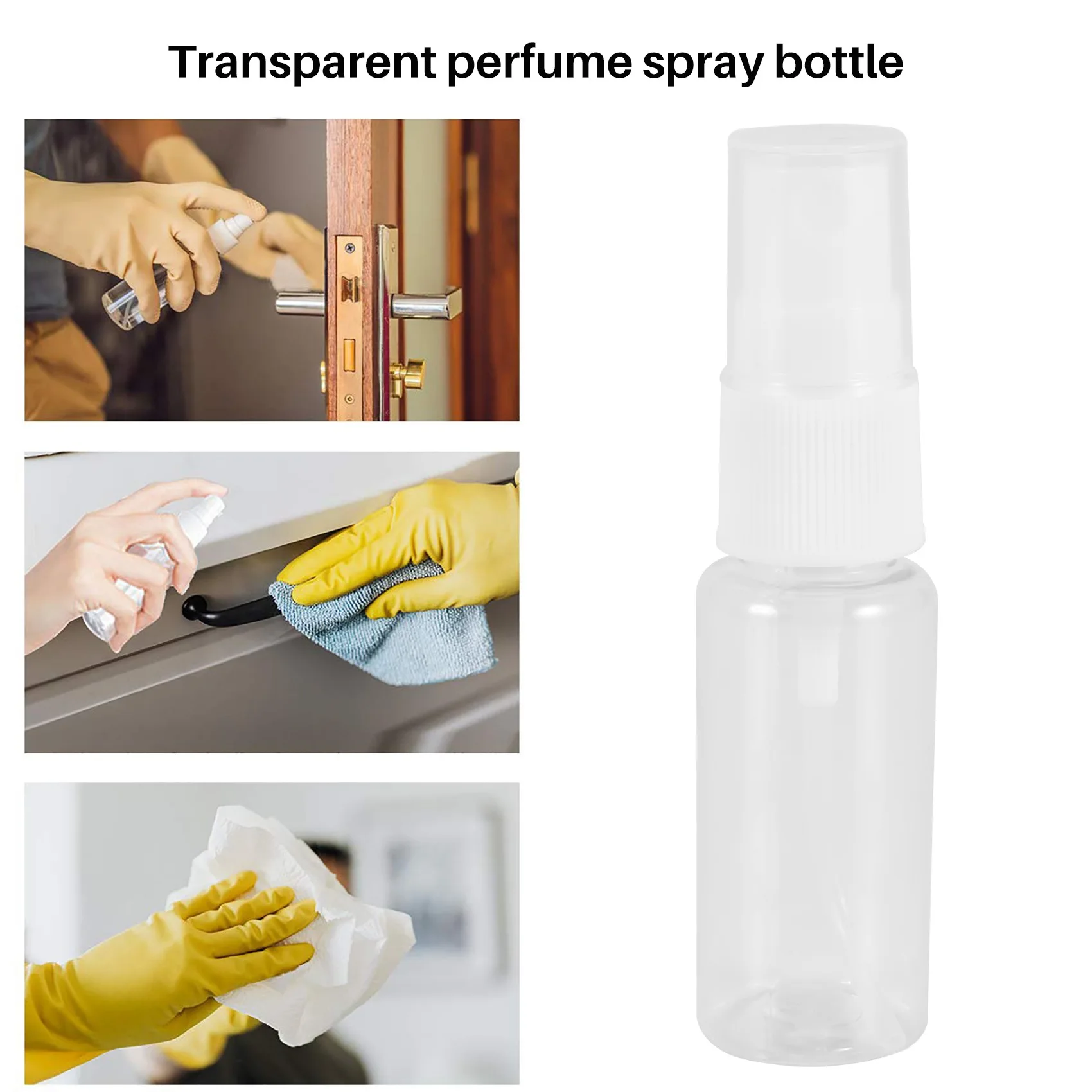 A47U 5 قطع عطر بلاستيكي شفاف للتجميل زجاجة رذاذ فارغة زجاجة سفر صغيرة مع زجاجة رذاذ دقيقة 20 مل