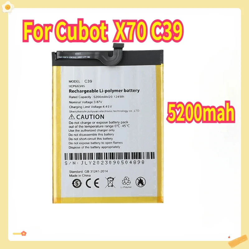 

Brand New for Cubot X70 C39 Mobile Phone Battery High Capacity 5200mah 3.87V Replacement Batteries