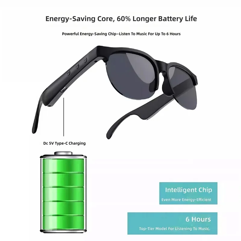 AI Smart Glasses Real Time Translation Bluetooth Sunglasses UV400 Protection Wireless Audio Eyewear for Men Women Travel