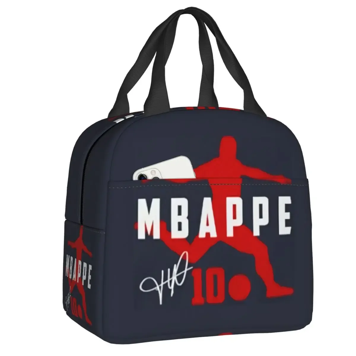 Custom Mbappes Insulated Lunch Bag for Women Leakproof KM Football Soccer Cooler Thermal Bento Box Office Work School