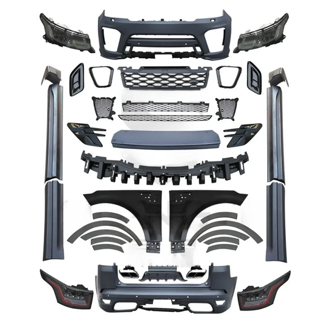 

car body kit for RANGE ROVER SPORT 14-17 upgrade to 18-21 SVR model bumpers side skirts auto lamps fender