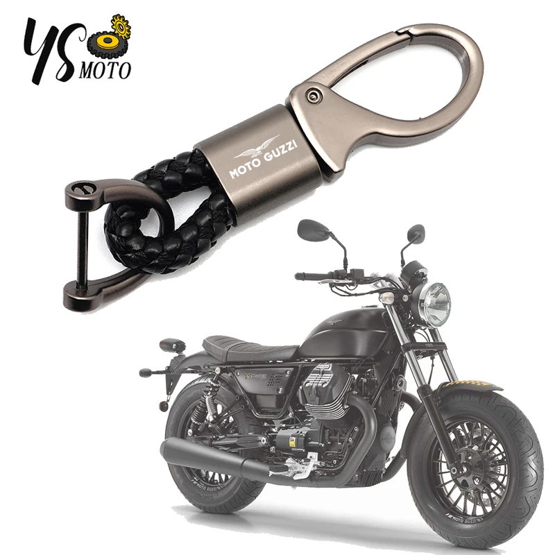 For Moto Guzzi V100 Mandello V7 Stone V8S TT Bobber Breva 850 1100 1200 Motorcycle Quality Braided Rope Keyring Metal Keychain