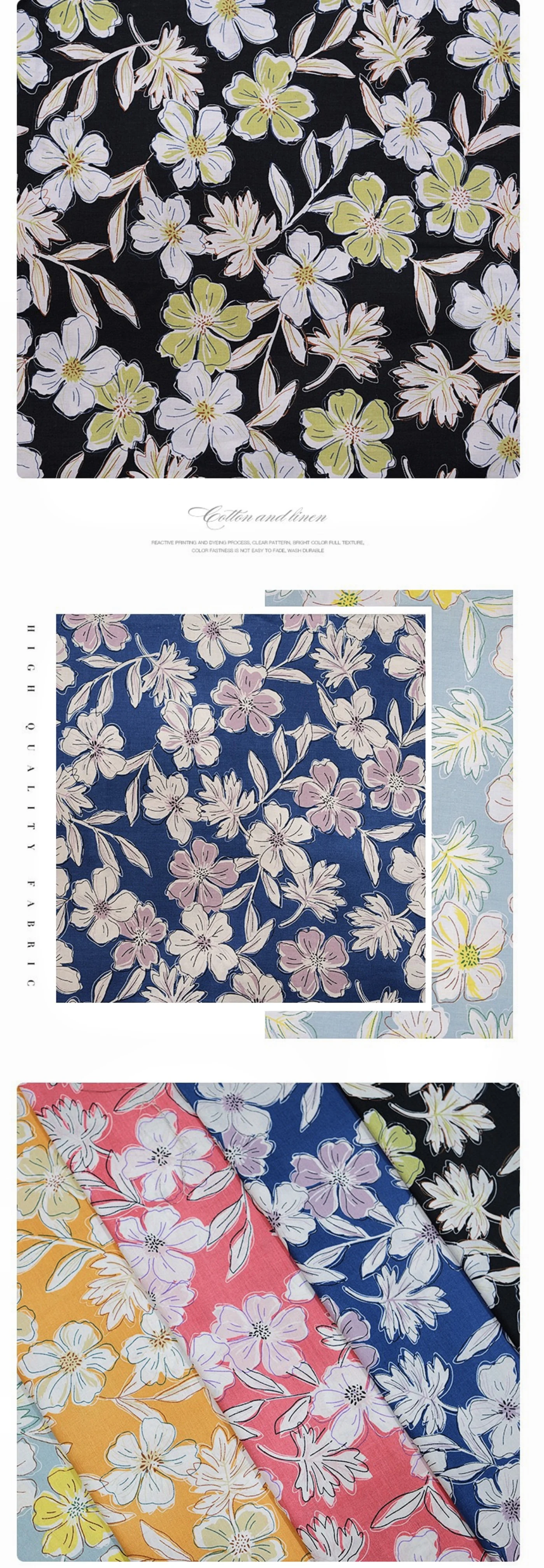 Polychromer Geranie-Blumenstoff aus 100 % Baumwolle, Popeline zum Nähen, Damen, Handtasche, Kleid, Kostüm, Mädchen, Haarspange, Design-Accessoires – Detail 4