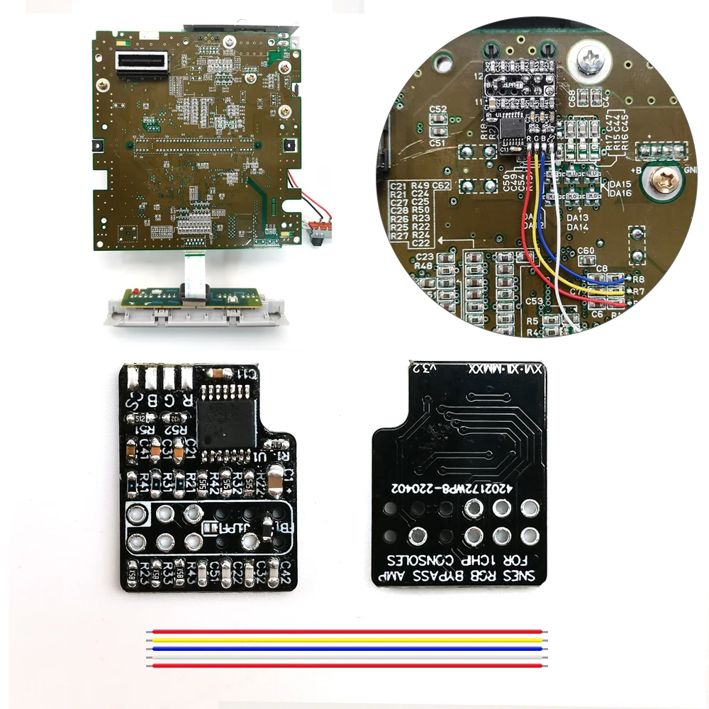 Hispeedido For SNES RGB PCB Board Amp with CSync Mod fit for 1CHIP-03 and SNES Mini / SFC Jr. boards